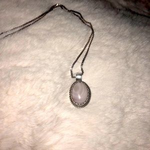 Sterling Silver Necklace with Rose Quartz Pendant